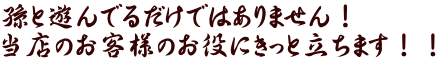 孫と遊んでるだけではありません! 当店のお客様のお役にきっと立ちます!!